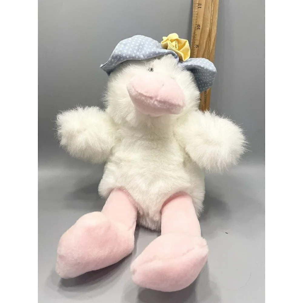 Vintage Platypus Plush 10” Bonnet Hat White Stuffed Animal Play-by-Play Duck